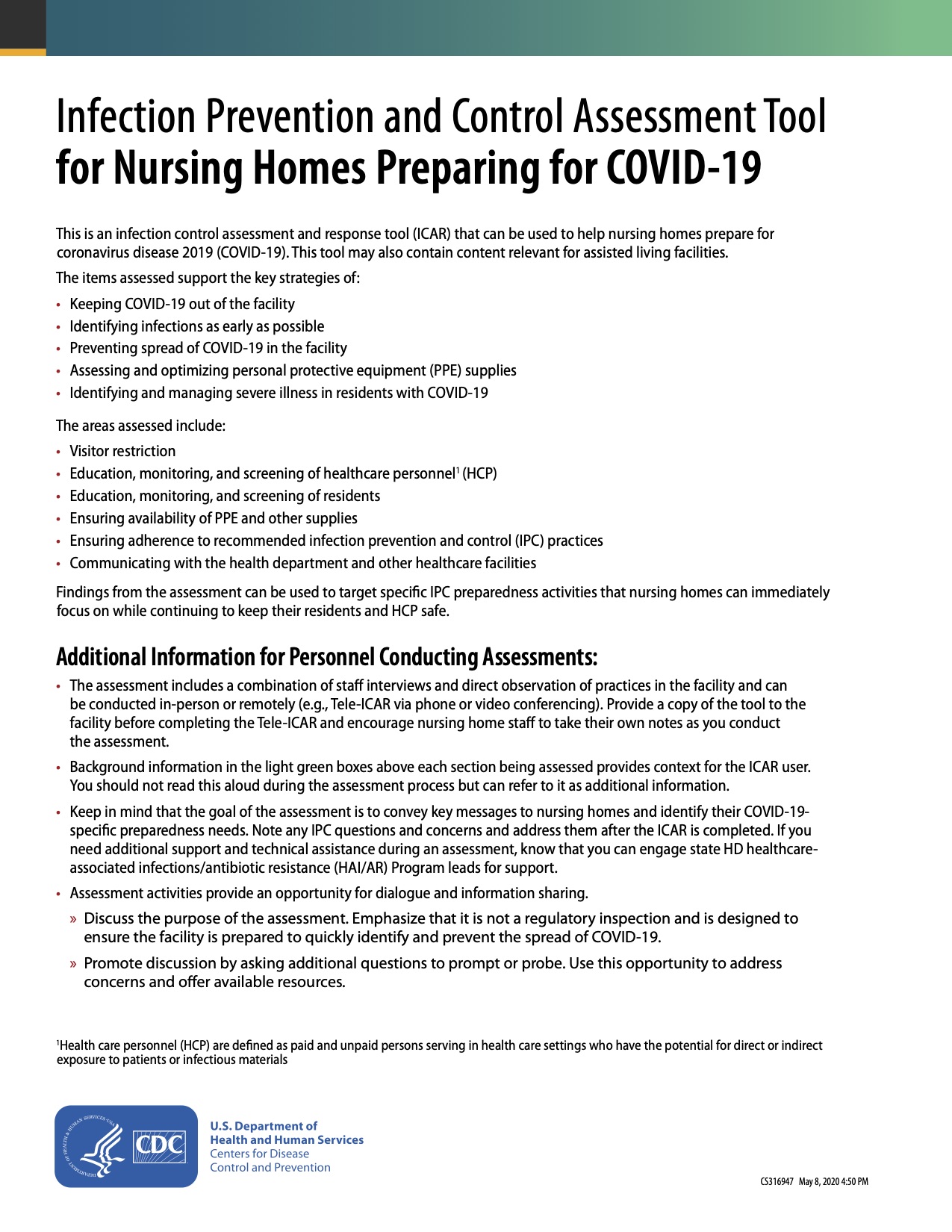 Infection Control Assessment and Response (CDC)